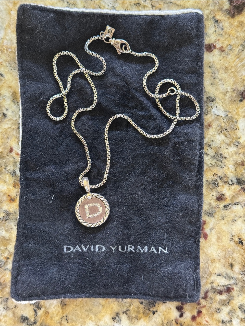 David Yurman Initial 'D' Pendant Necklace in Silver